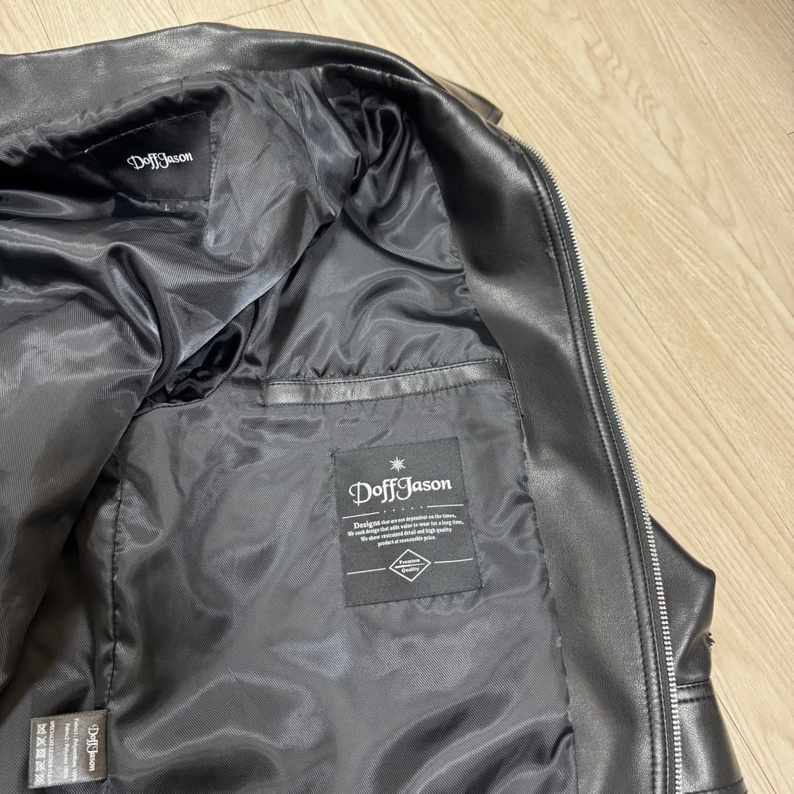 도프제이슨 오버핏 비건레더 보머 가죽자켓(L) 상품이미지3