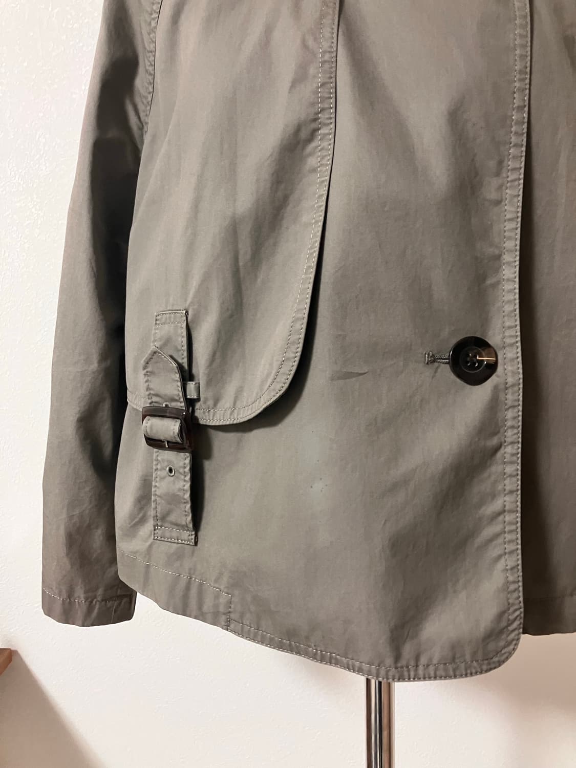 페이지플린 카키색 숏트렌치코트 면100% 상품이미지2