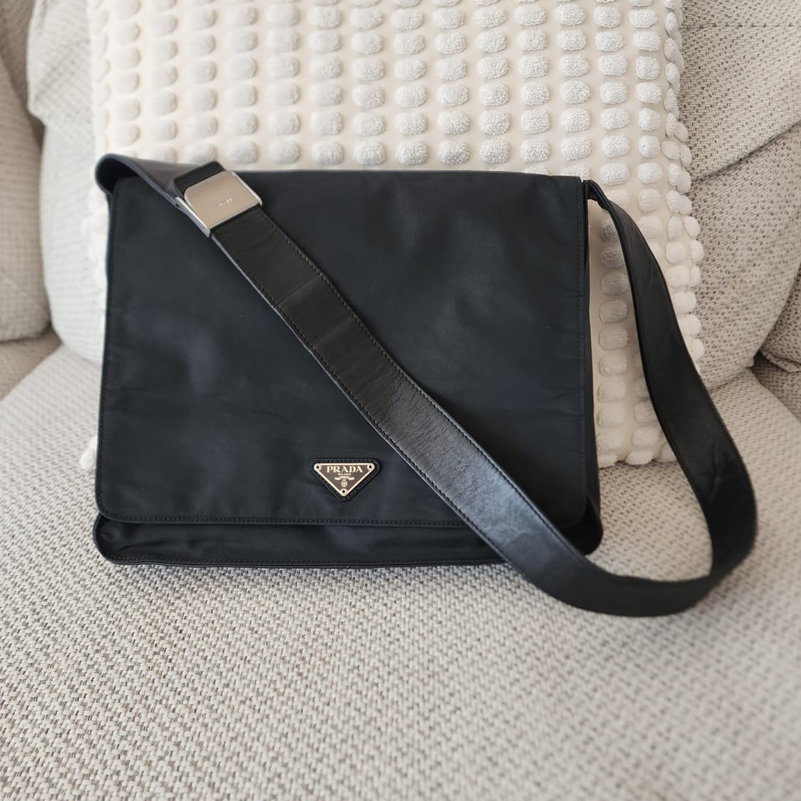 상태양호 프라다 나일론 × 나파가죽 콤비 스퀘어 크로스백 숄더백 상품이미지1