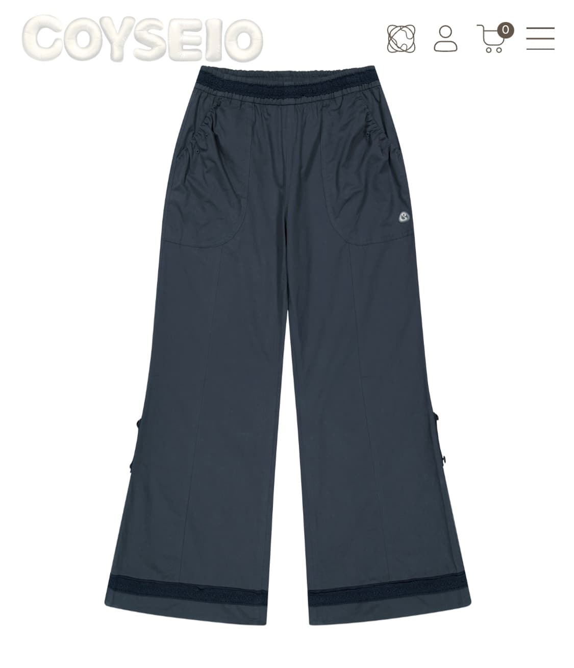 코이세이오 레이스 코튼 팬츠 네이비 상품이미지1