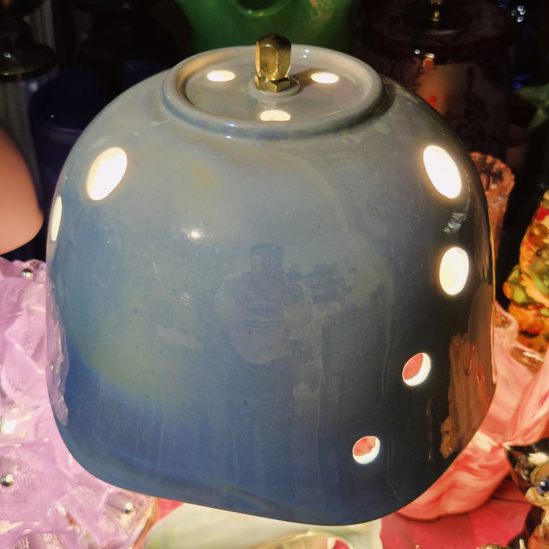 80s 가토 공예 도자기 돌고래 오로라 스탠드 램프 상품이미지8