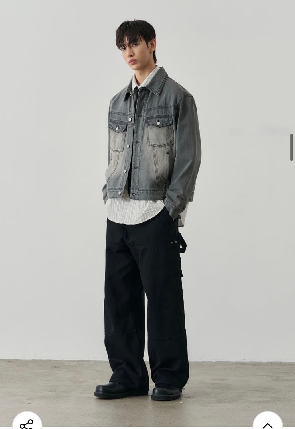 (L) 알리스 오블리크 브러쉬드 워싱 데님 자켓 [빈티지그레이] 상품이미지7