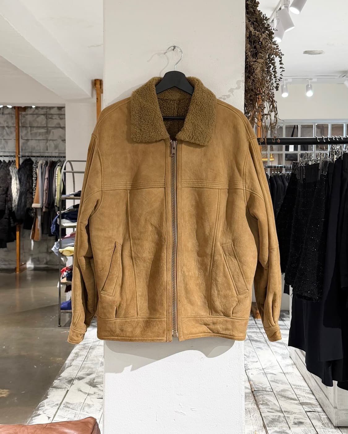 빈티지 그레잇 초이스 베이지 뉴질랜드 양가죽 집업 무스탕 상품이미지1