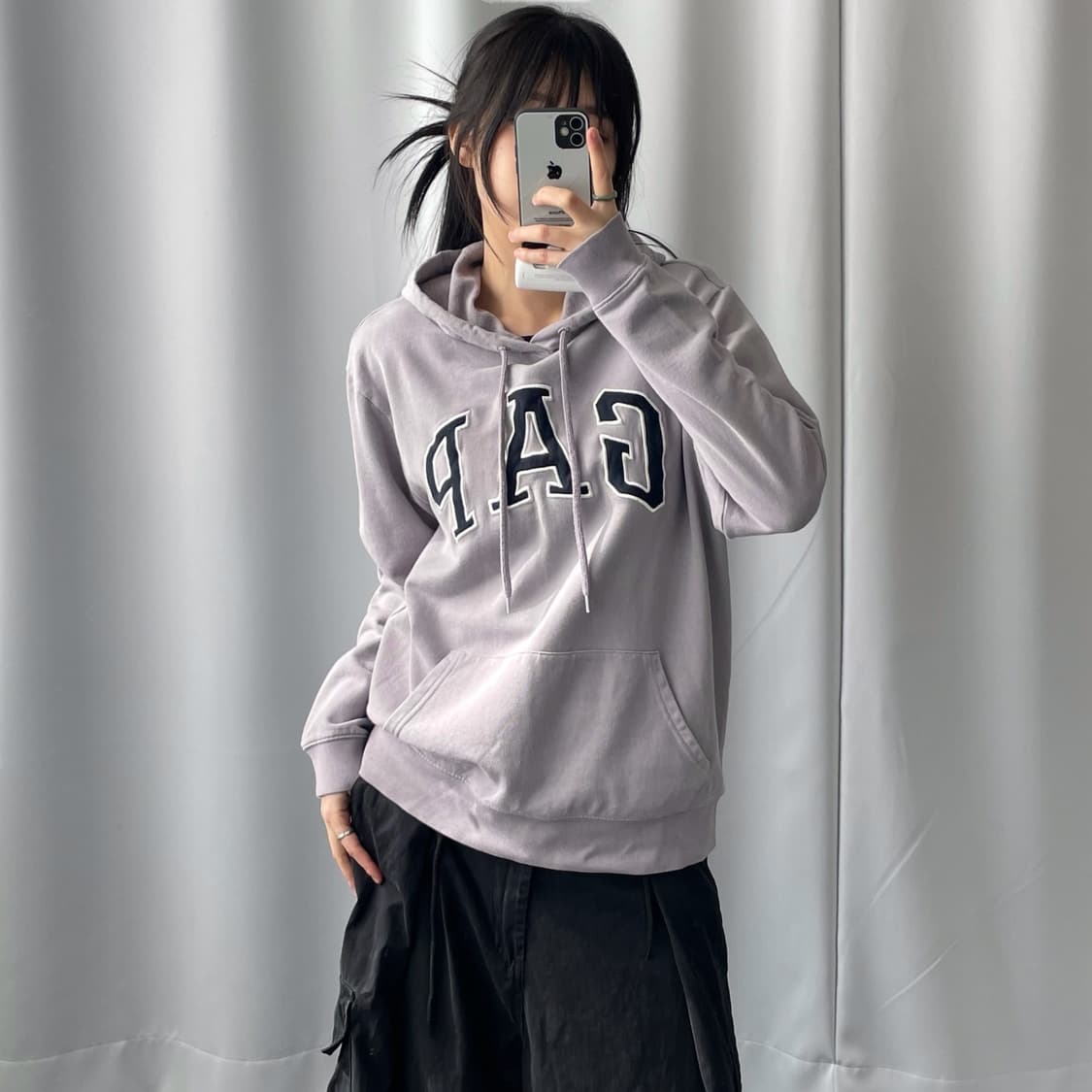 갭 루즈핏 연보라 스웻 후드 상품이미지1