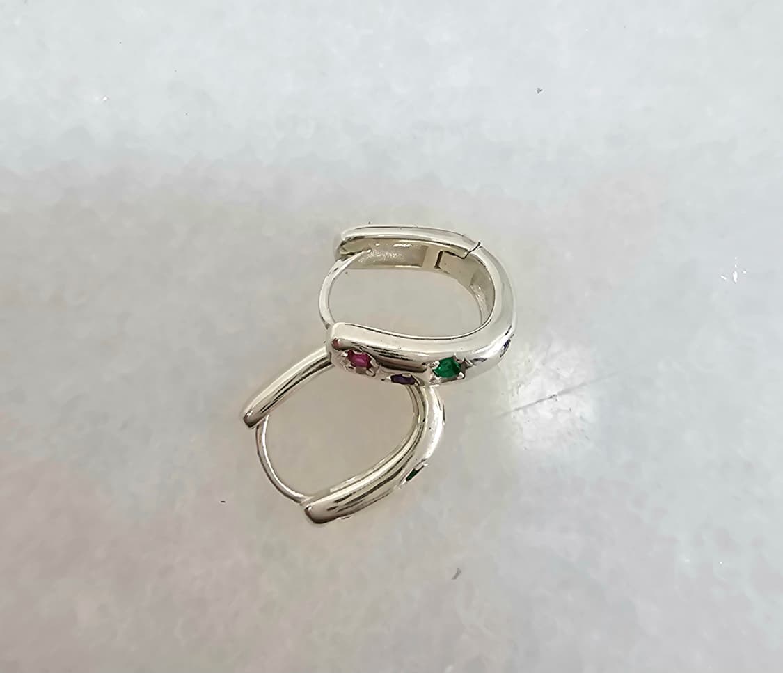 컬러 큐빅 925실버 귀걸이(새상품) 상품이미지3