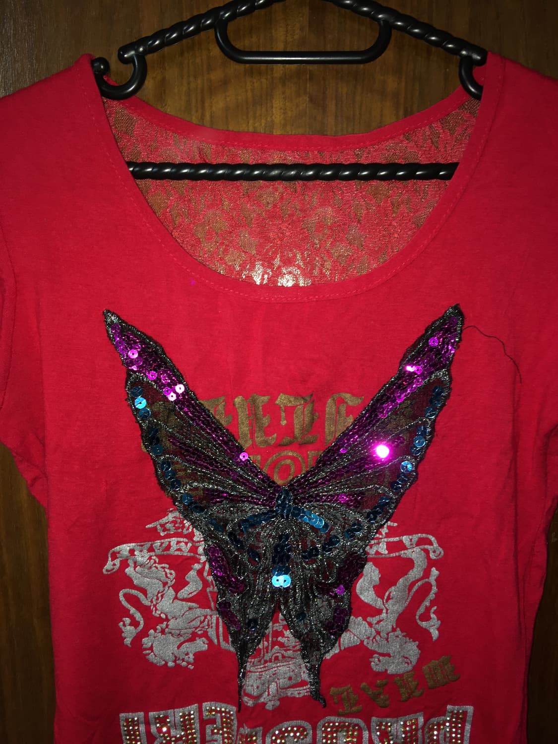 y2k 갸루 나비 시스루 레이스 반팔 상품이미지3