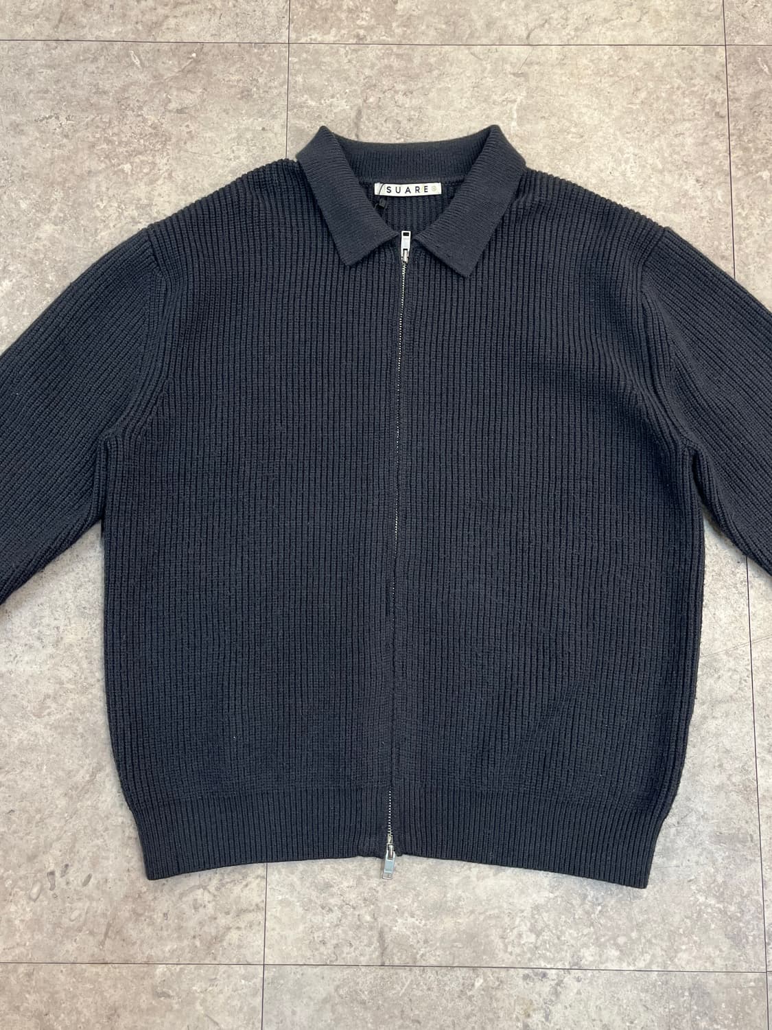 수아레 니트 카라 투웨이 집업 차콜 #csz3552 상품이미지4