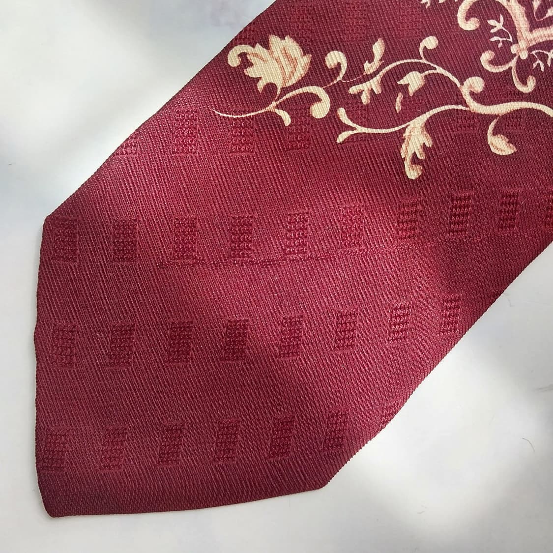 피에르 발망 실크 버건디 패턴 넥타이 9.5cm A+등급 K2389 상품이미지6