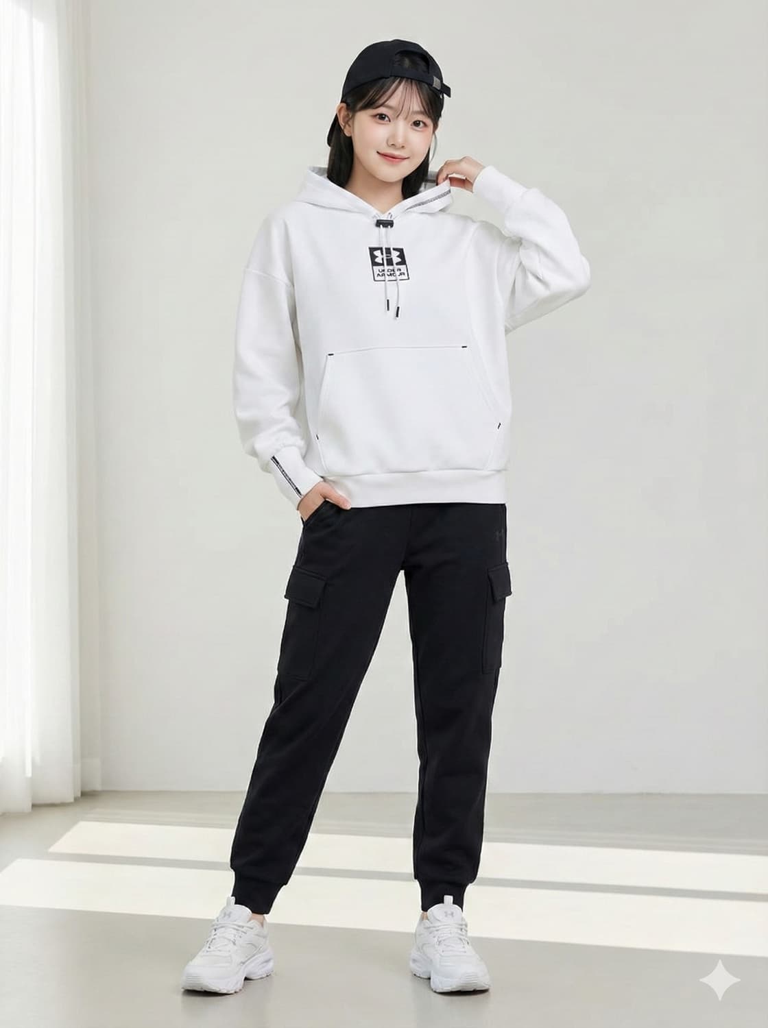 언더아머 안감기모 화이트 로고 후드티_M 상품이미지1