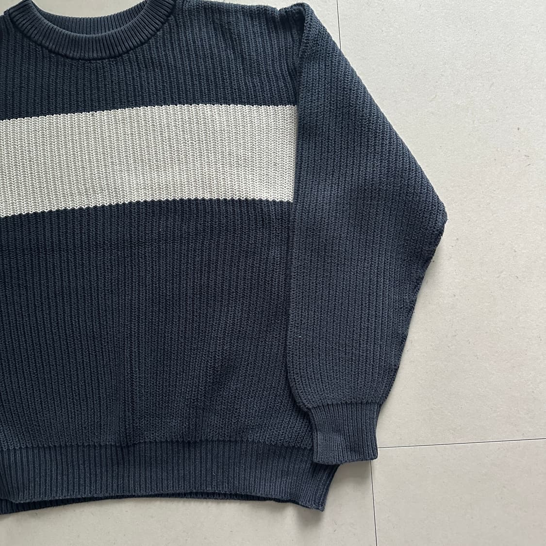 엘엘빈 빈티지 코튼 니트 XL (네이비 배색) 상품이미지2