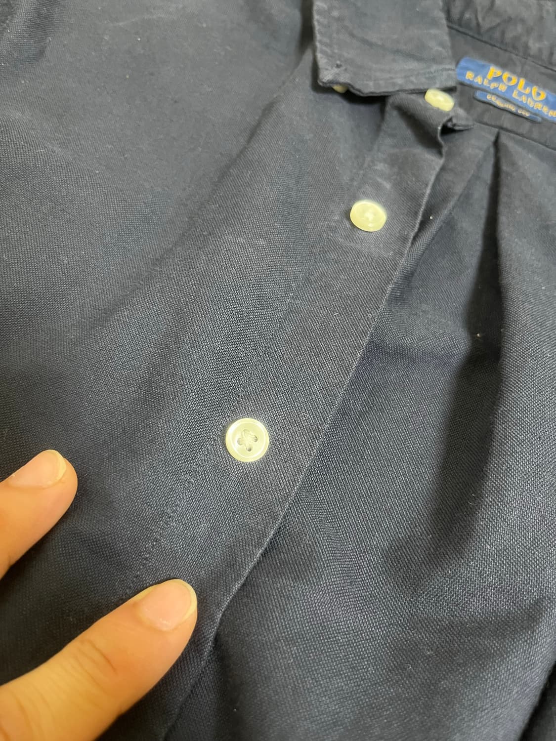 폴로 클래식 핏 가먼트 다이드 셔츠 네이비 S size 상품이미지5