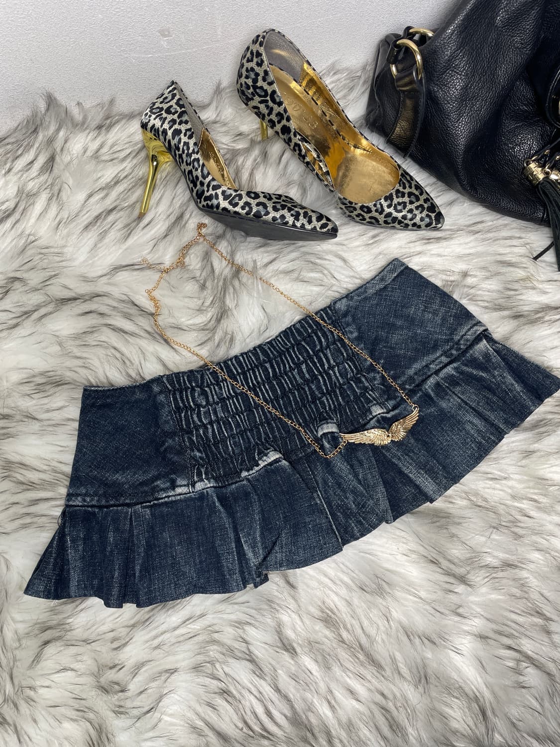 데님 버튼 로우라이즈 플리츠 스커트 상품이미지2