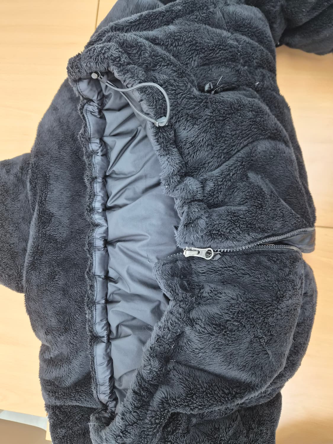 눕시 벨루어 블랙 패딩 L 상품이미지9