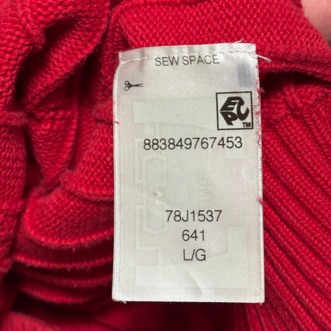 L 타미힐피거 코튼 케이블 라운드넥 레드 니트 상품이미지5