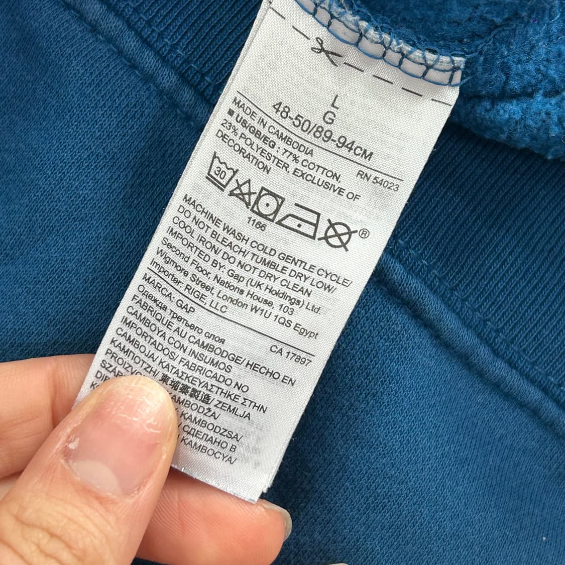 Gap 갭 블랙로고 딥블루 기모 후드티 상품이미지6