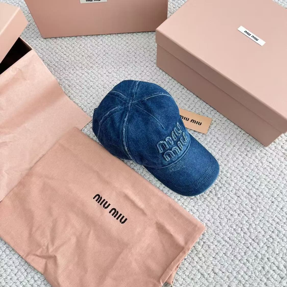 미우 미우 데님 베이스볼 캡 네이비 상품이미지4