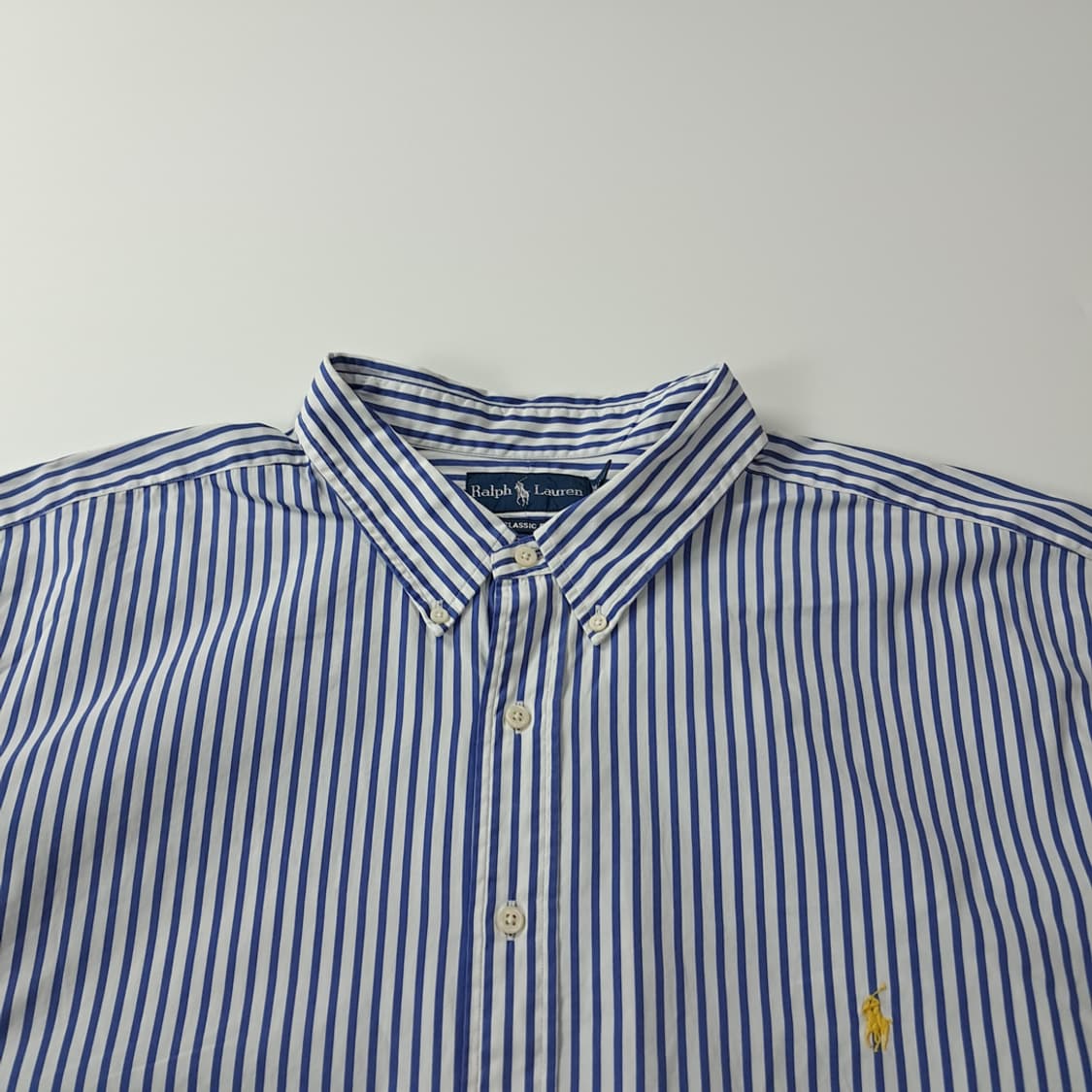 CJ579 4XB 폴로 빅사이즈 블루 마린스트라이프 반팔 셔츠 남방 상품이미지2