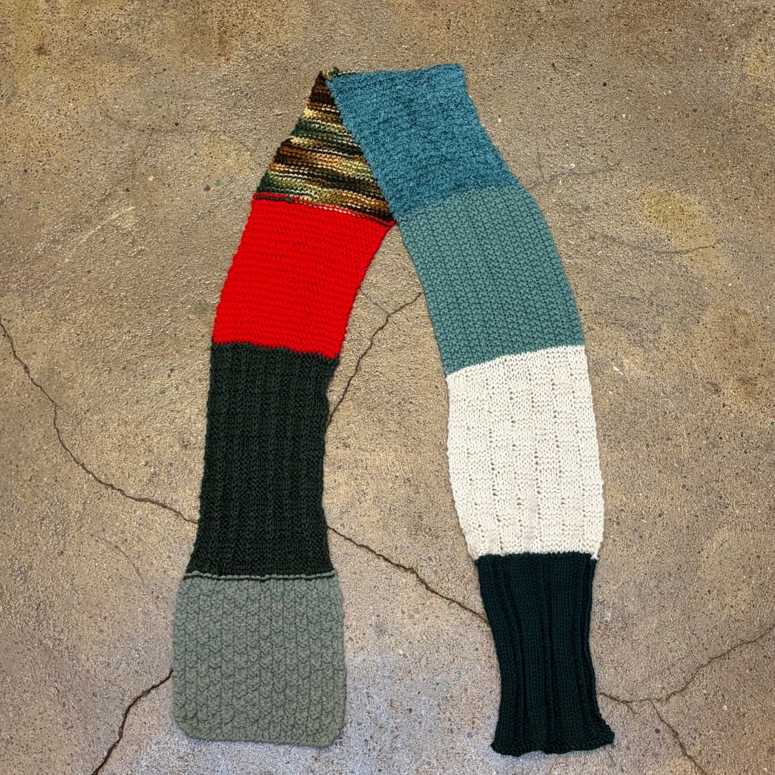 미국 빈티지 니트 핸드메이드 손뜨게 멀티컬러 머플러 목도리 상품이미지1