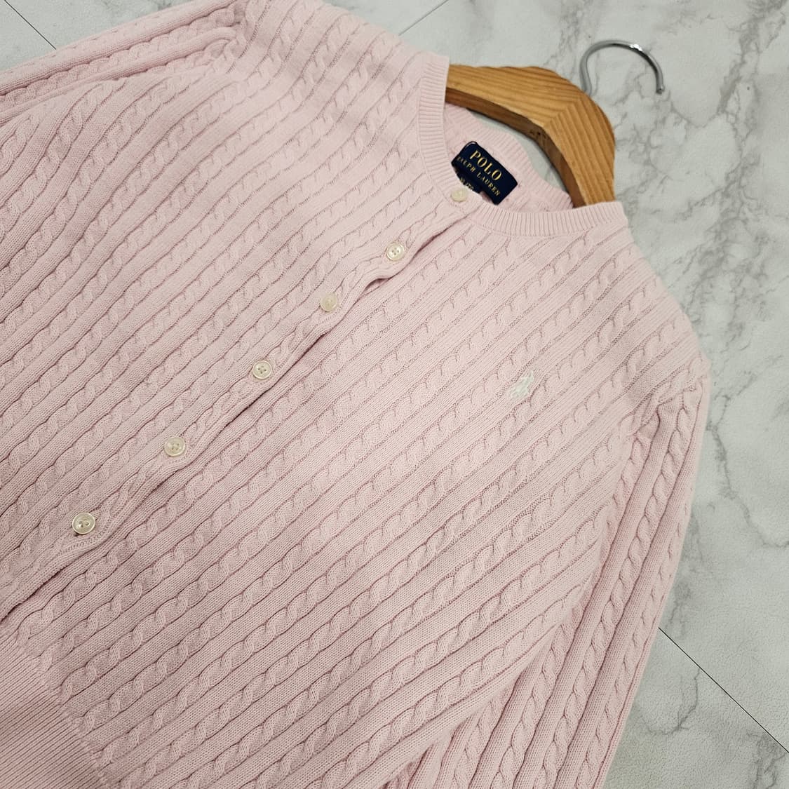 폴로랄프로렌 꽈배기 핑크가디건 상품이미지2