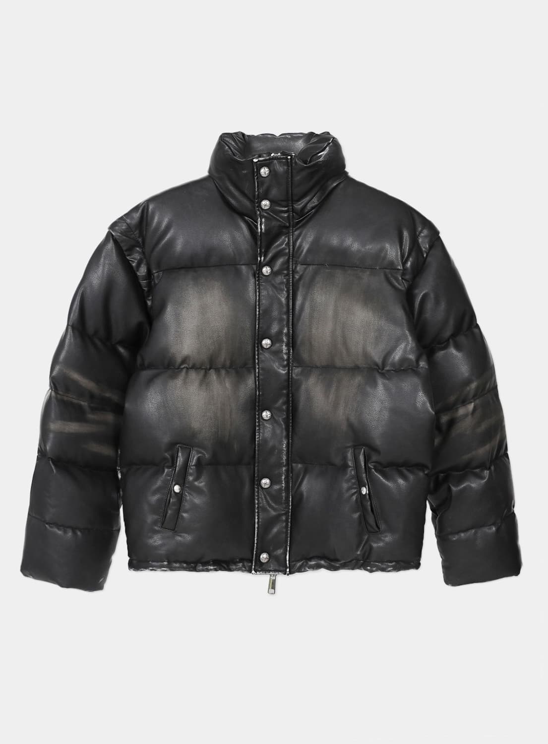 배드블러드 디스트레스드 레더 패딩 상품이미지1