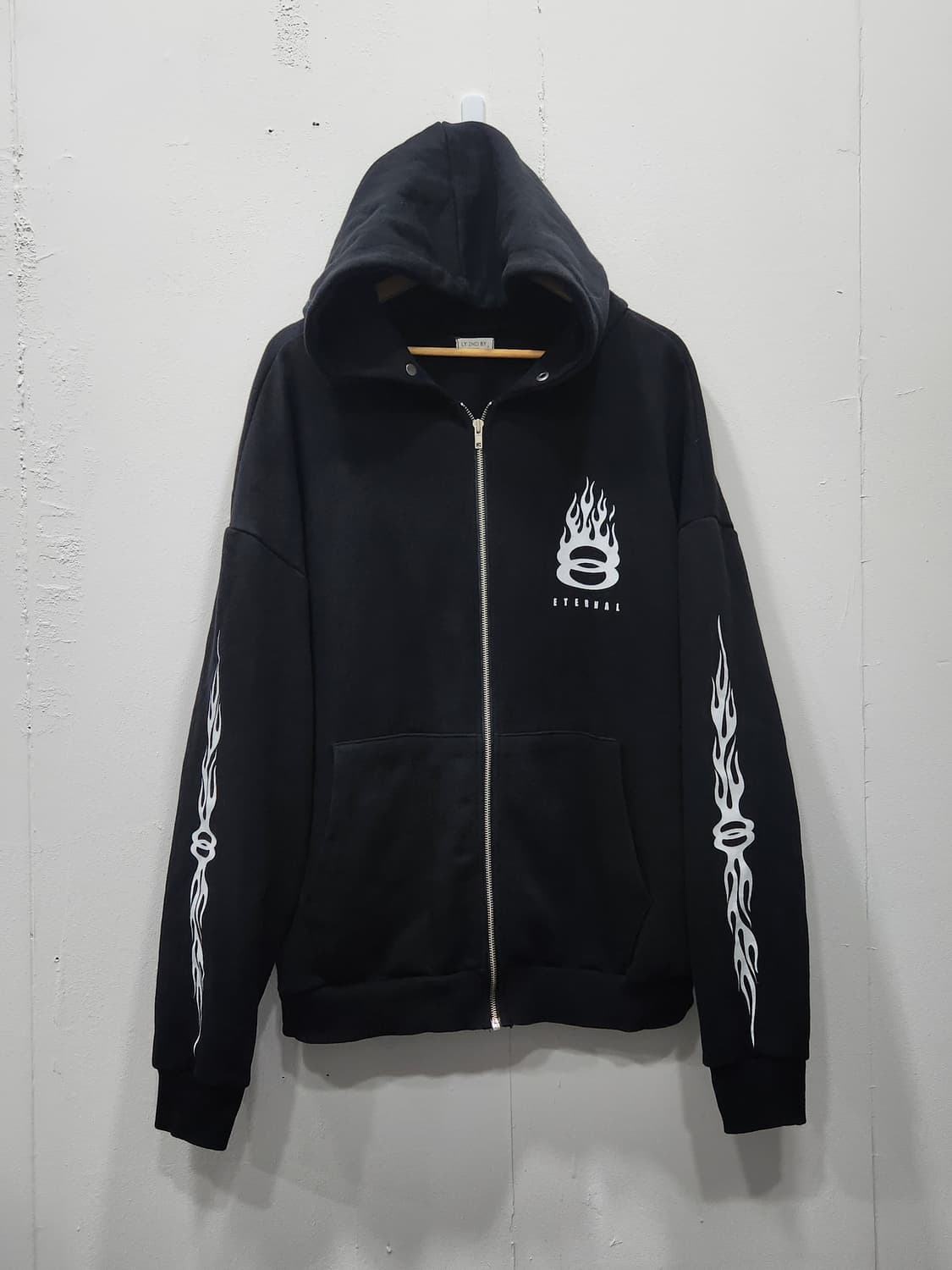 [XL] 스트리트빈티지 불꽃 프린팅 블랙 후드집업 남성 XL 상품이미지1