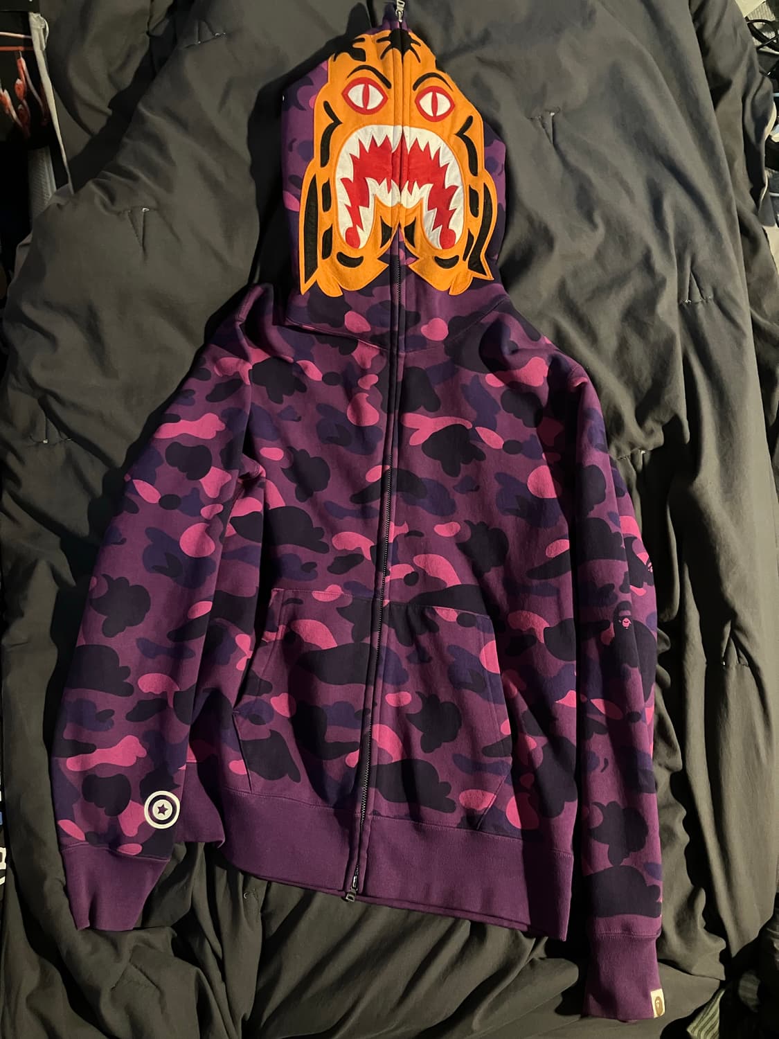 베이프 BAPE 퍼플 1st camo 타이커 샤크 후디 풀 집업 상품이미지1