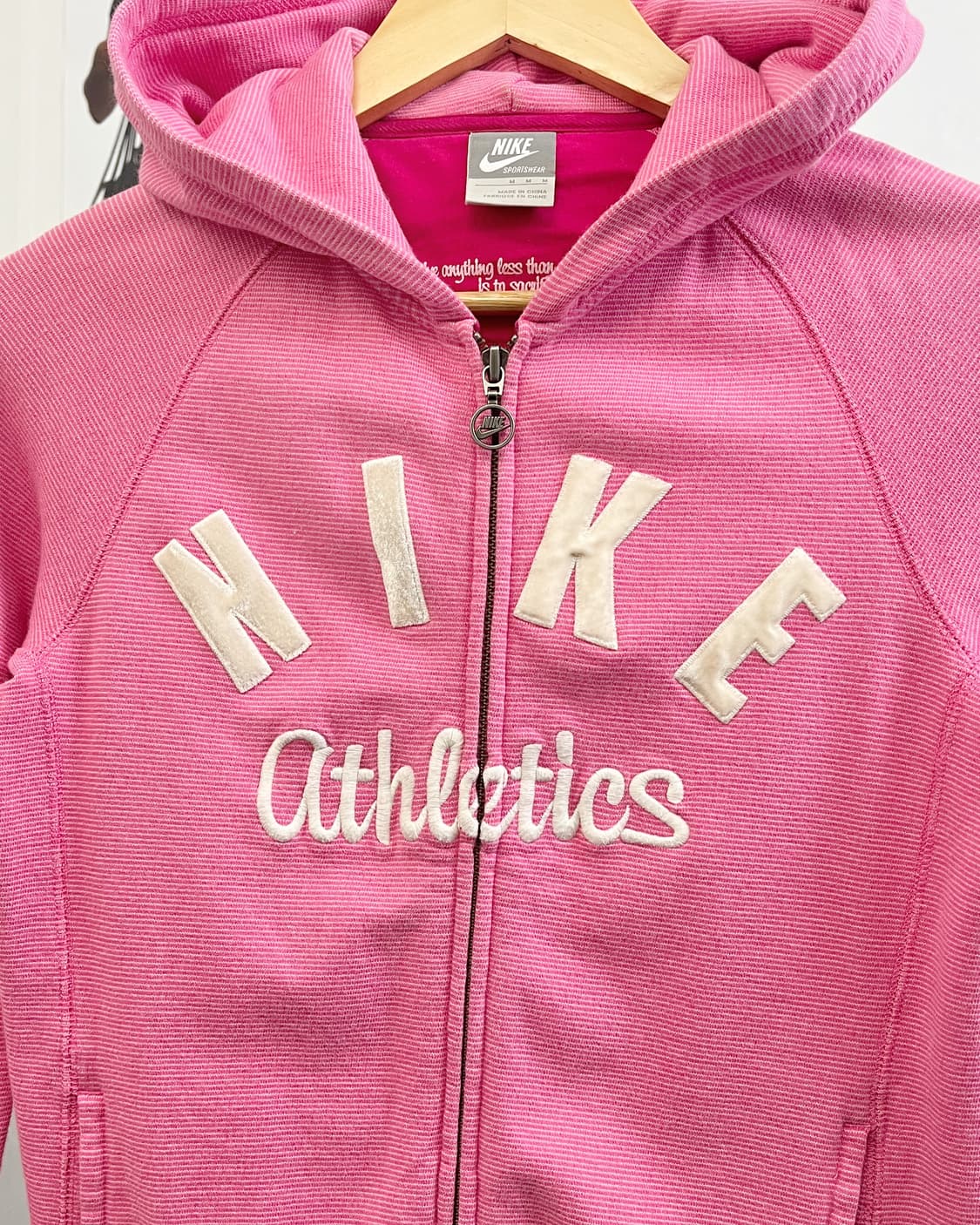 나이키 00s 아치로고 스트라이프 딸기우유 핑크 후드집업 상품이미지6