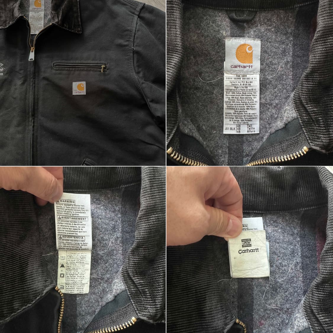 00s 칼하트 J01 48 디트로이트 블랙 MADE IN USA 상품이미지3