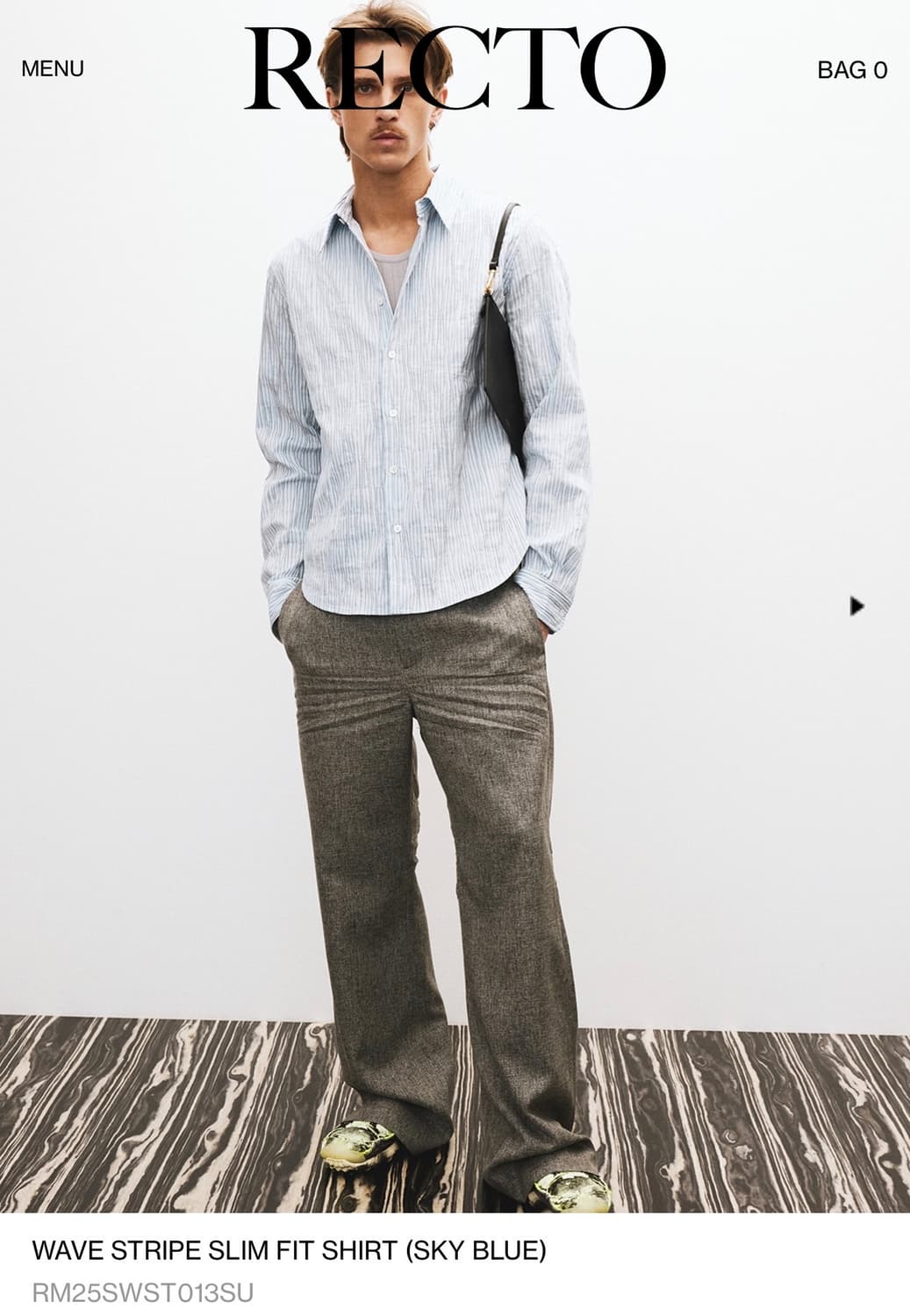 렉토 / 웨이브 스트라이프 슬림핏 셔츠 / L 상품이미지2