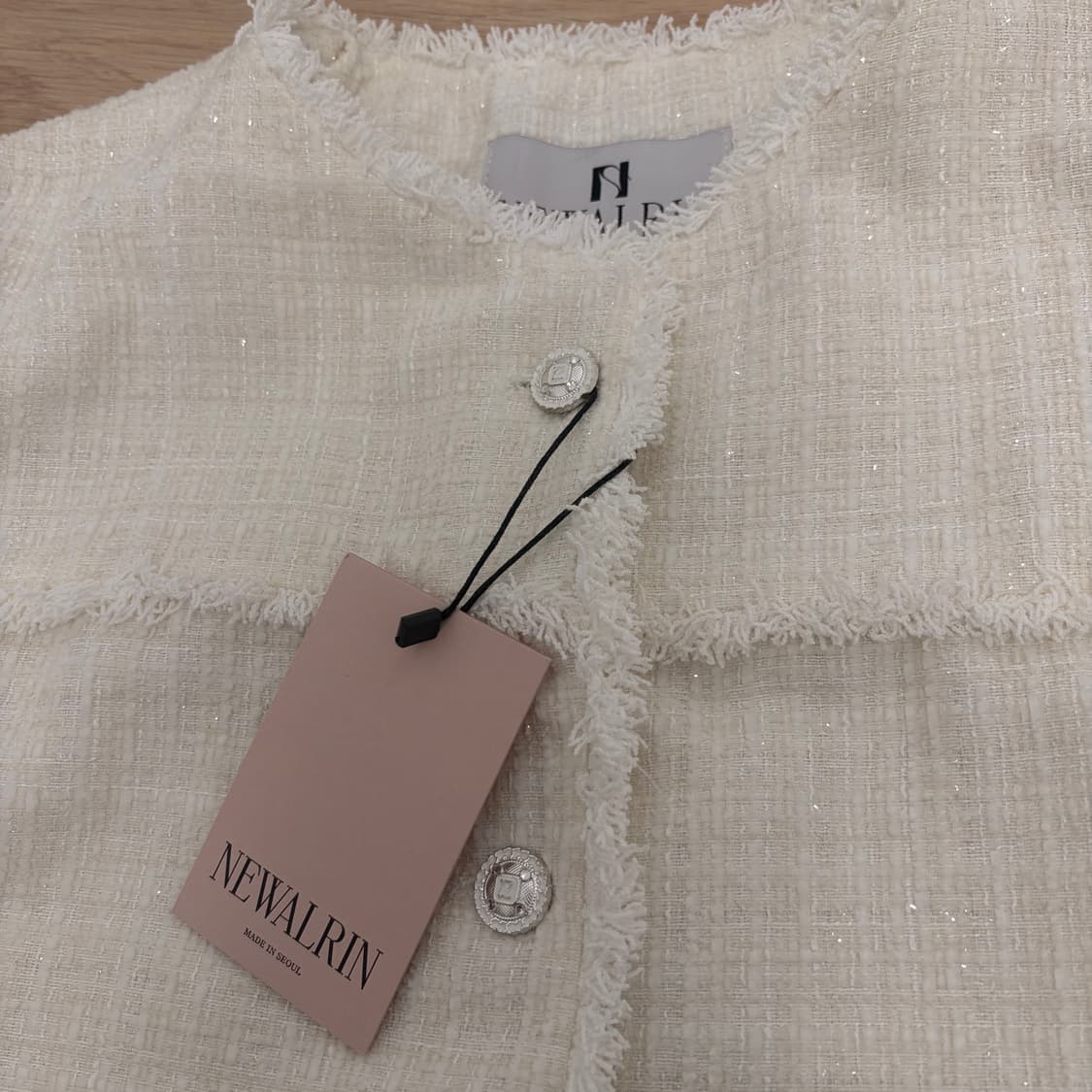 [택있는새상품] (윤비누 착용) 뉴얼린 트위드 자켓 (아이보리) 상품이미지3