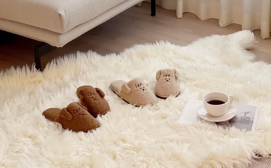 (새상품) 뽀글이 곰돌이 털 슬리퍼 거실화 실내화 2종 세트 겨울 상품이미지5