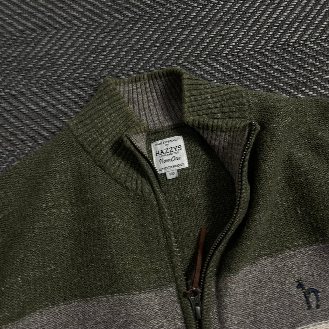 헤지스 자수로고 컬러블럭 스트라이프 니트 집업y 4382 상품이미지6