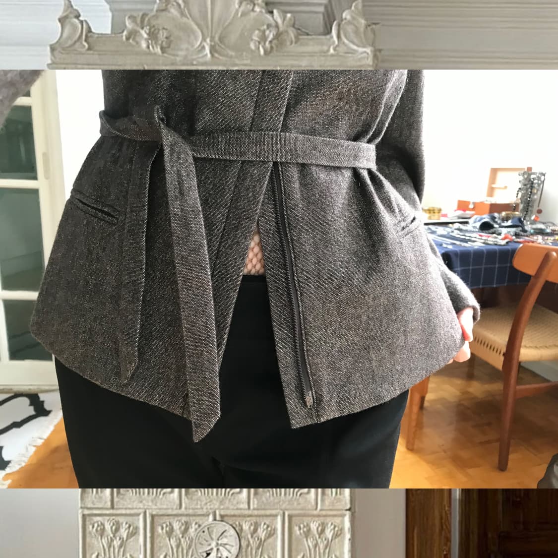 vintage high neck belt jacket 상품이미지5