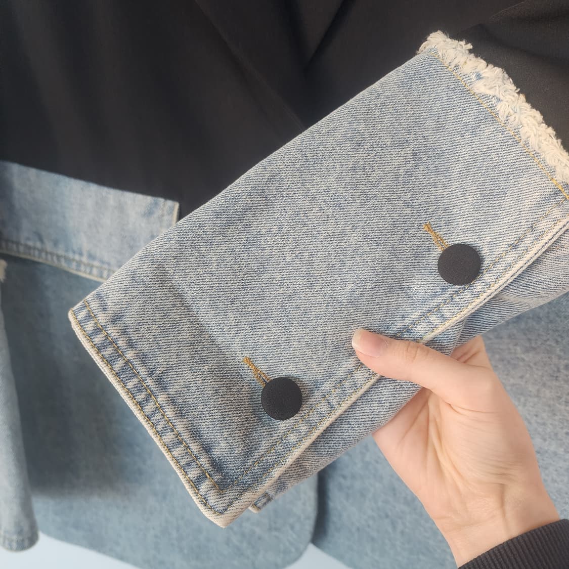 linlin 블랙 데님 배색 재킷 상품이미지3