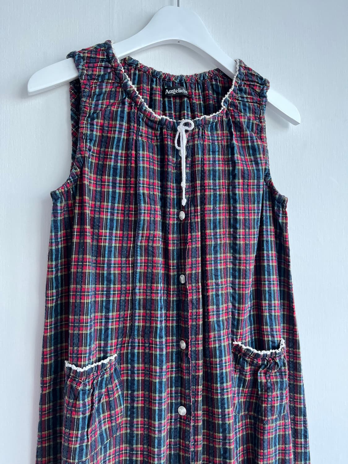 Angeliebe 레드 체크 원피스 상품이미지2
