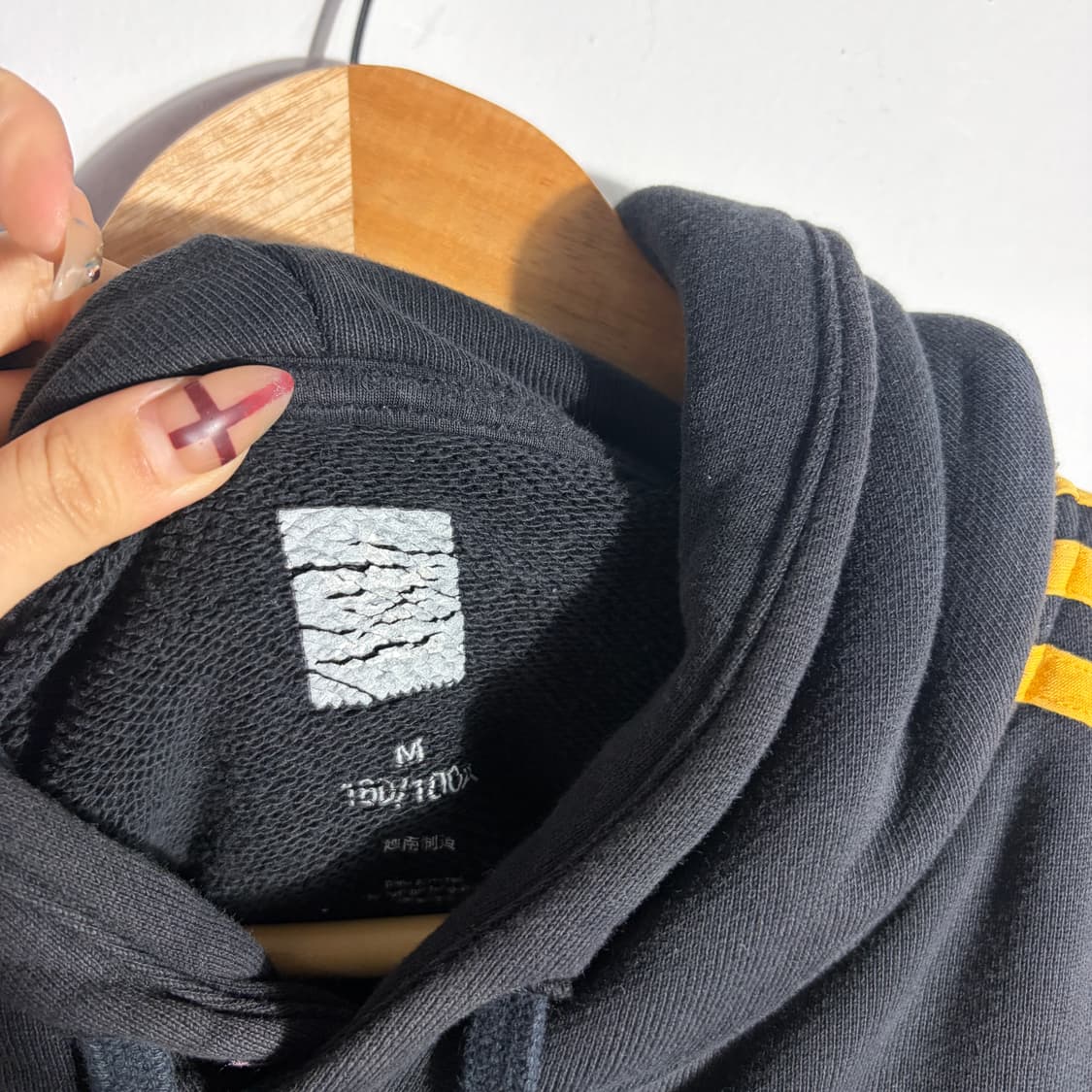 아디다스 옐로우 배색 블랙 후드티 (무료배송) 상품이미지2