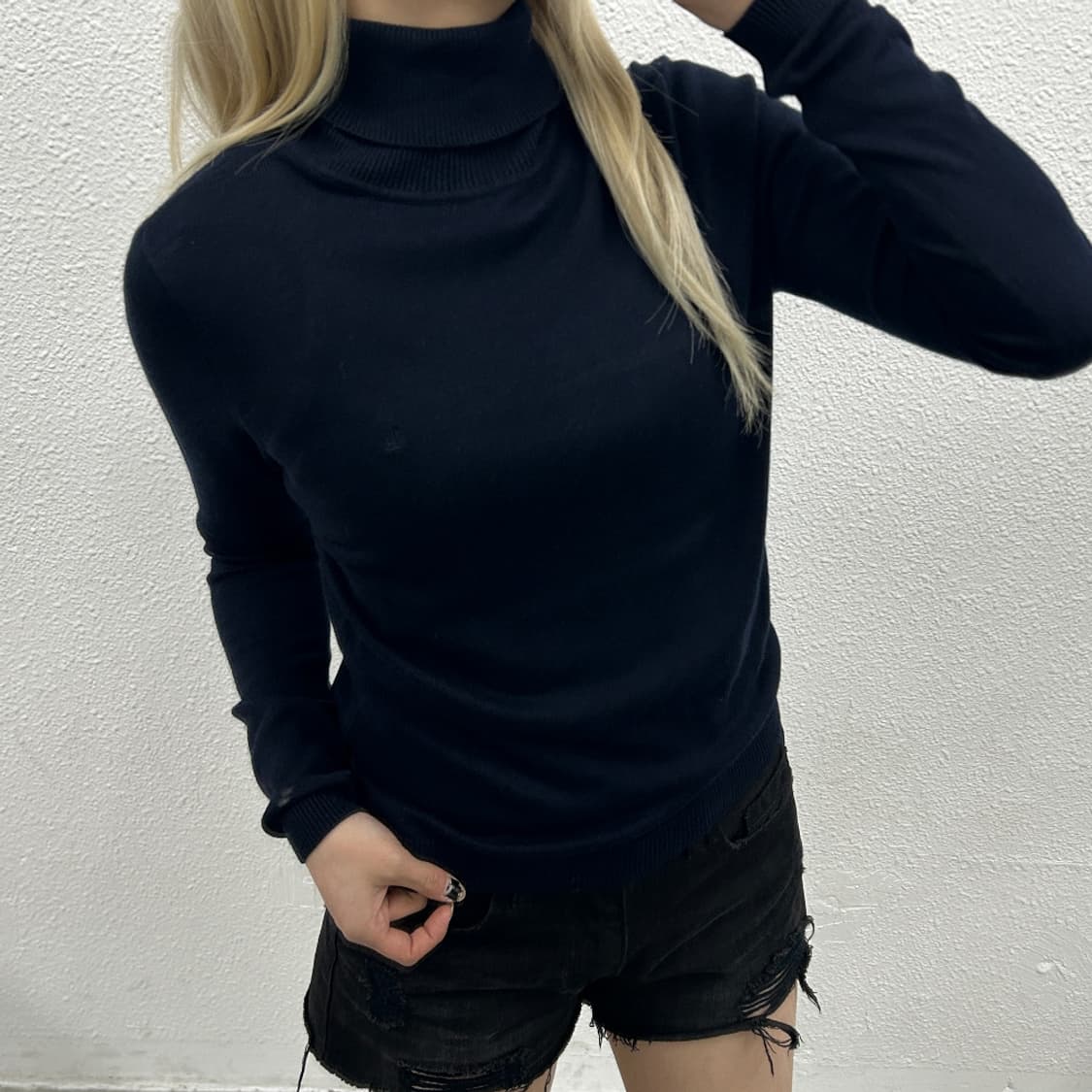 폴로 랄프로렌 네이비 자수로고 네이비 폴라 니트 S 상품이미지1