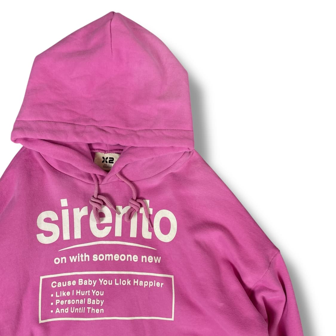 X2 화이트 빅 프린팅 핑크 기모 후드티 F 상품이미지3