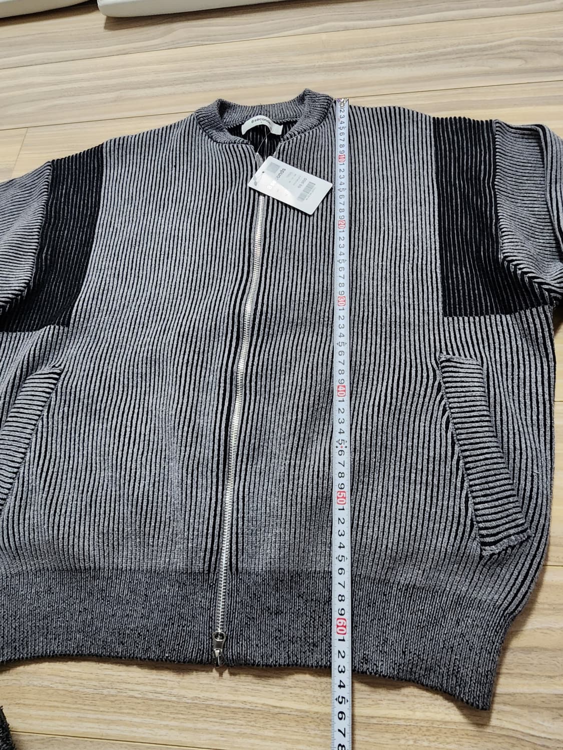 에잇세컨즈레터링니트집업가디건그레이L 상품이미지7