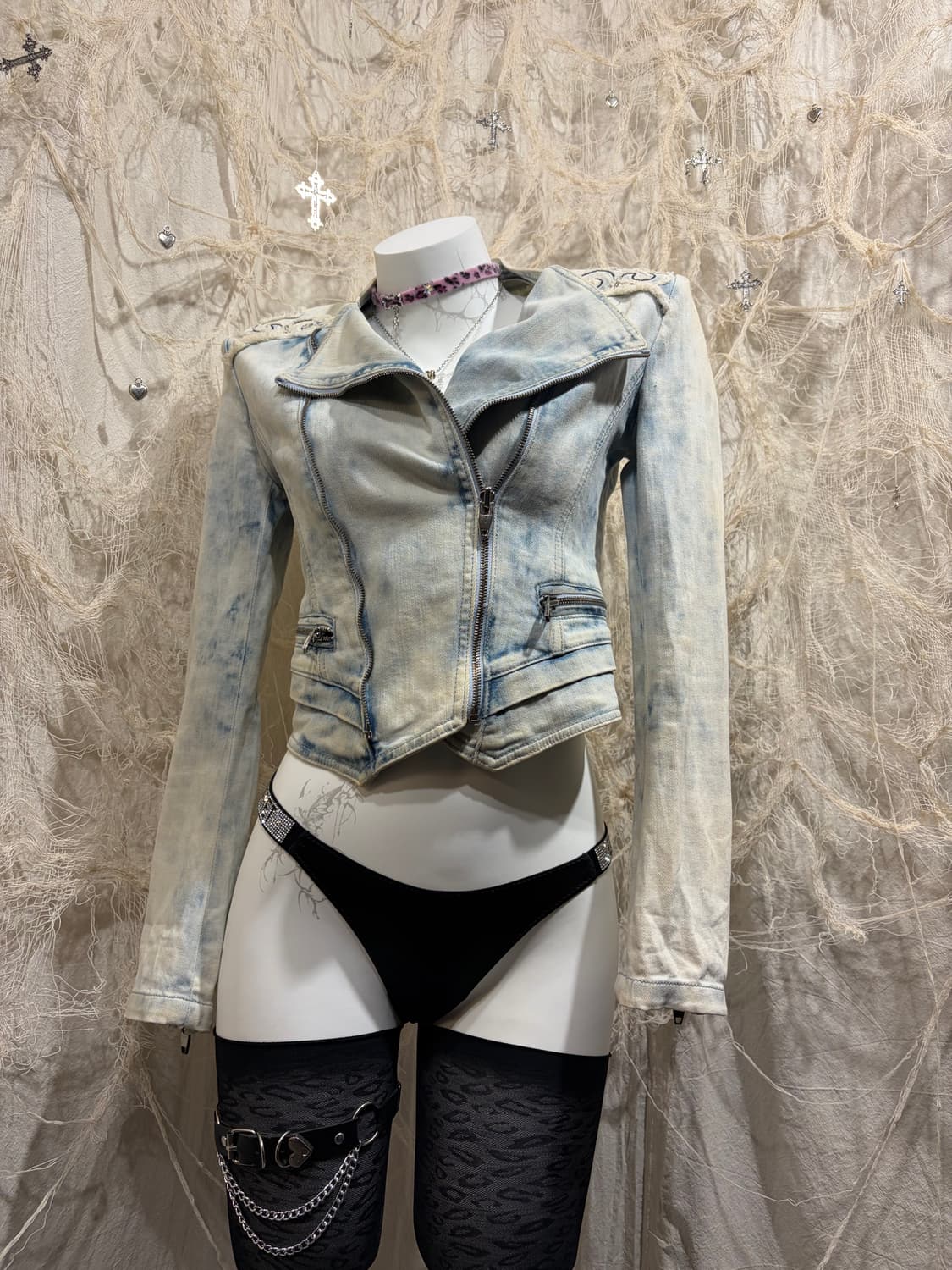Oriental cubic washing crop zip  jacket 상품이미지8