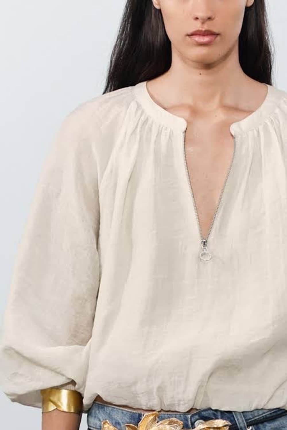 자라 zw컬렉션 리오셀 셔링 블라우스 상품이미지2