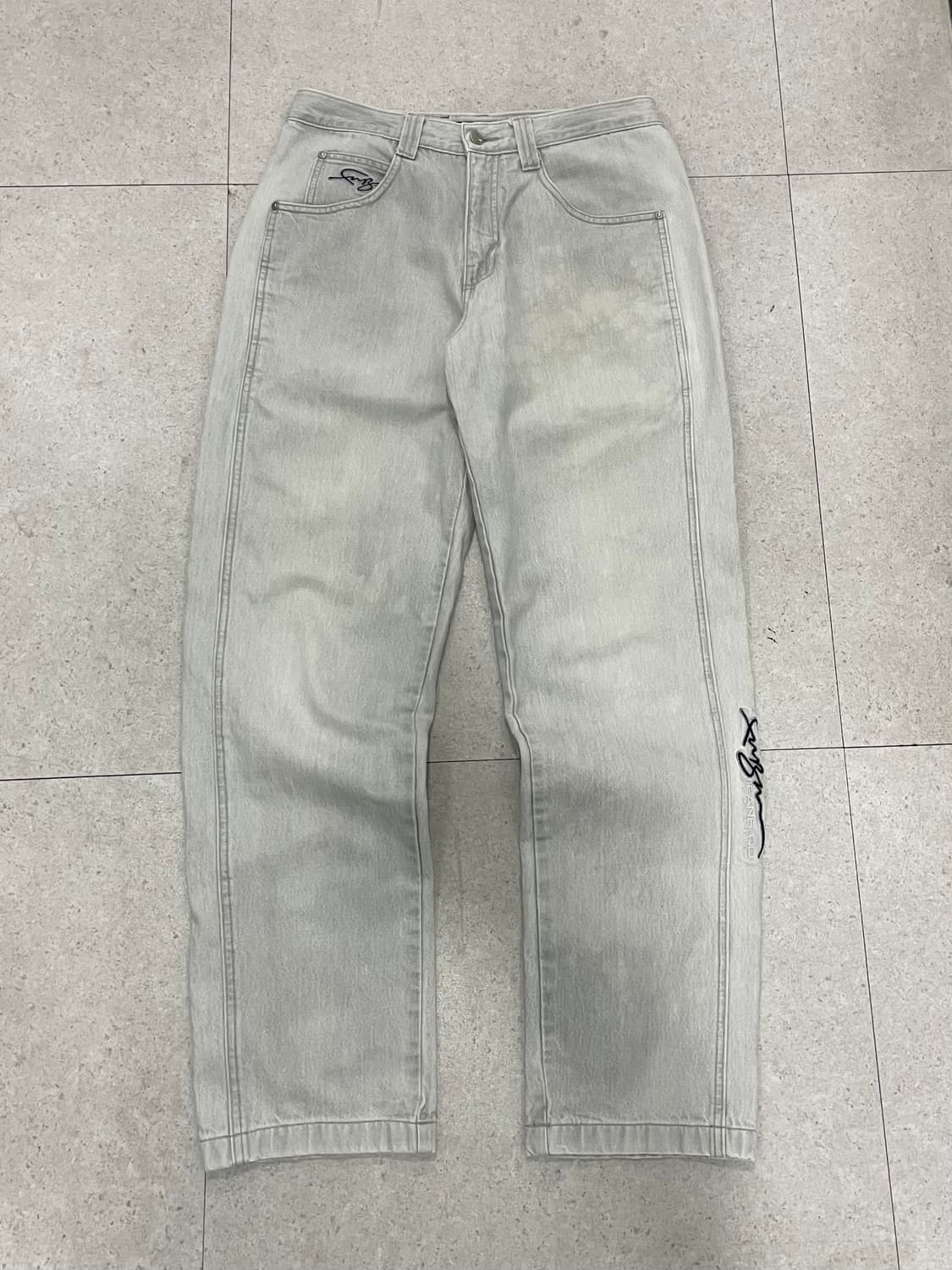 90‘s Fubu 후부 사이드 자수로고 배기 와이드 데님팬츠 상품이미지8