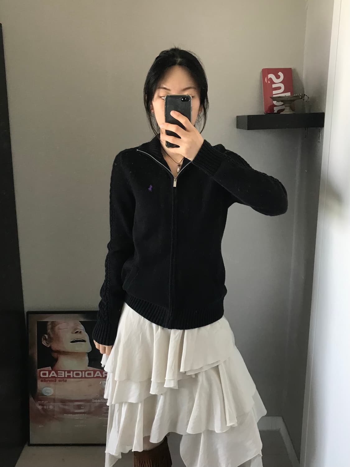 폴로 랄프로렌 포니 로고 블랙 니트집업 상품이미지1