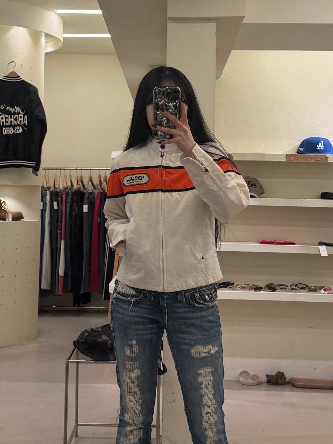 할리데이비슨 레이싱 자켓 아이보리 U1329 상품이미지1