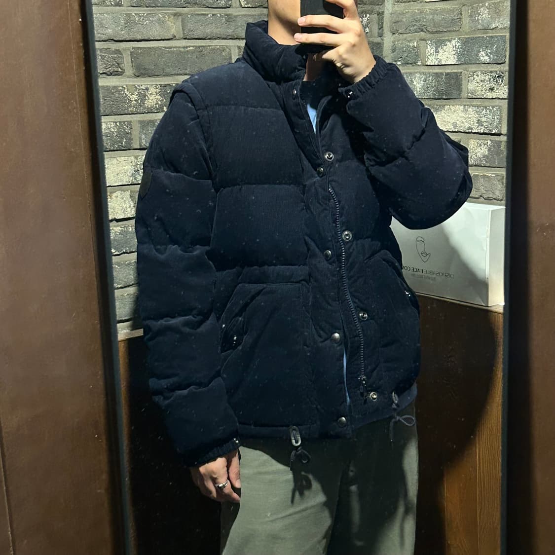 M) 폴로 랄프로렌 컨버터블 코듀로이 다운 패딩 네이비 상품이미지9