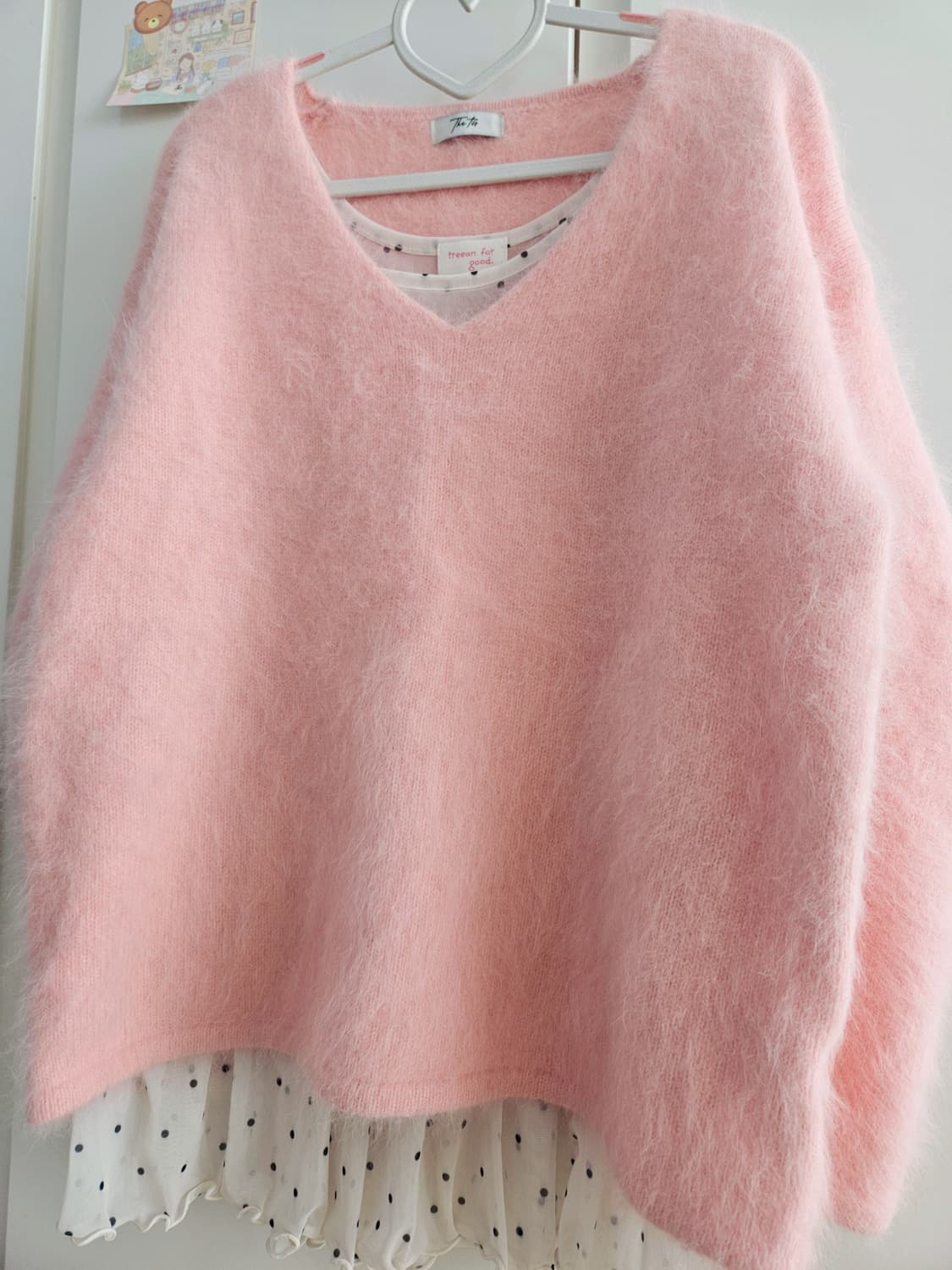 더티스 앙고라 브이넥 니트 핑크 상품이미지7