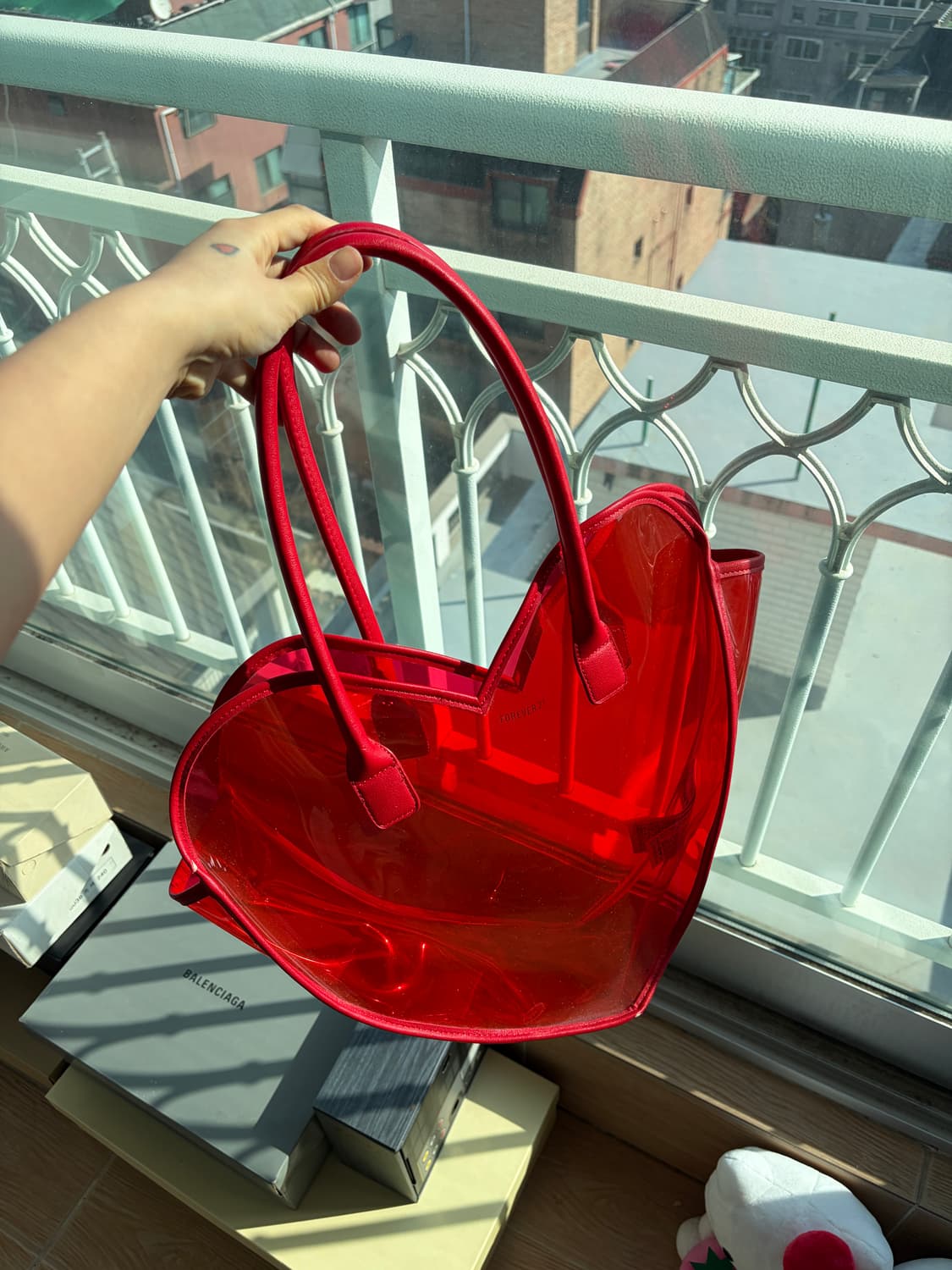 포에버21 하트 PVC 비치백 숄더백  상품이미지3