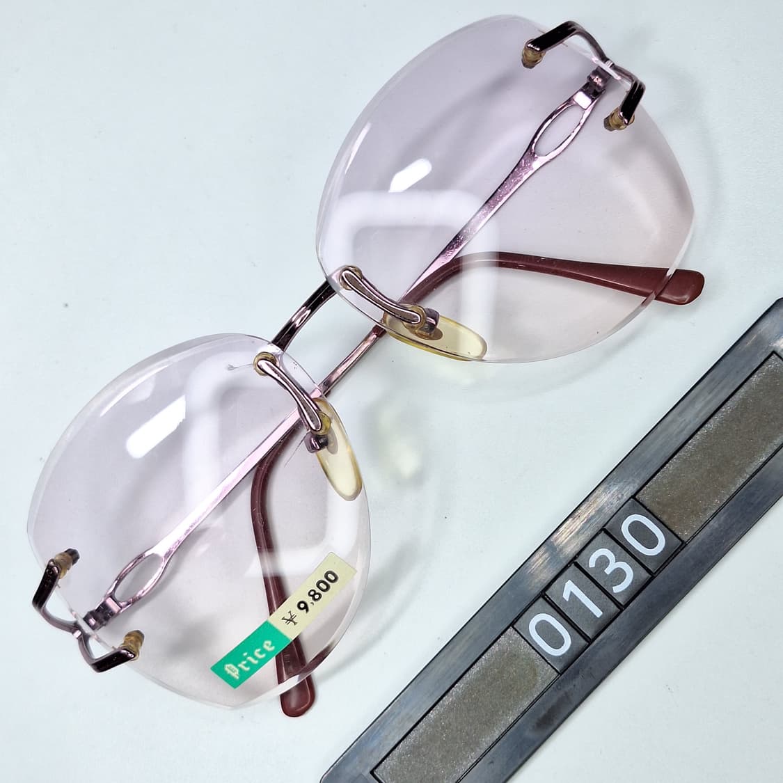00s 일본제 빈티지 데드스톡 미사용/핑크톤 무테 선글라스 겸 안경테 상품이미지1