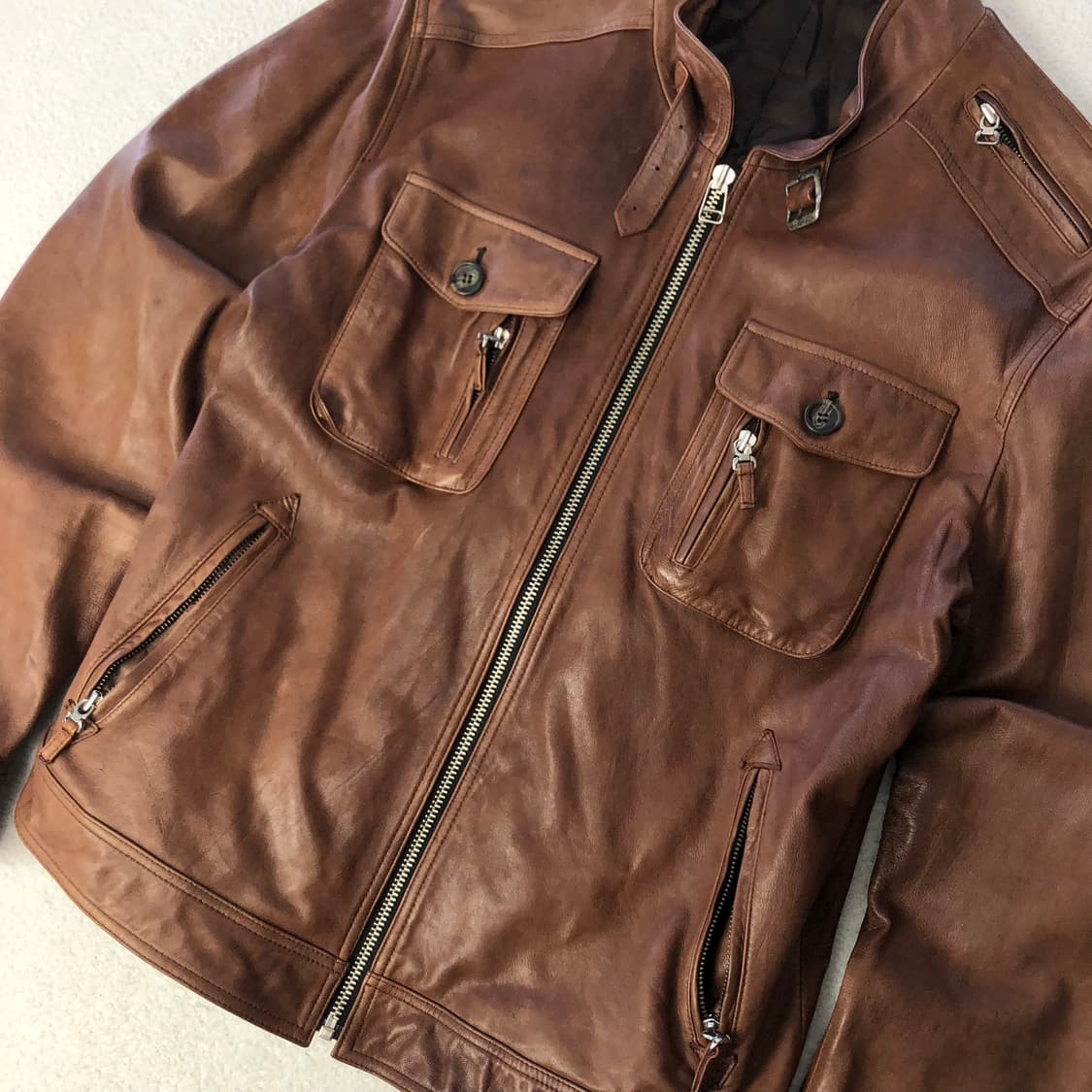 브라운 빈티지 램스킨 레더 자켓 상품이미지6