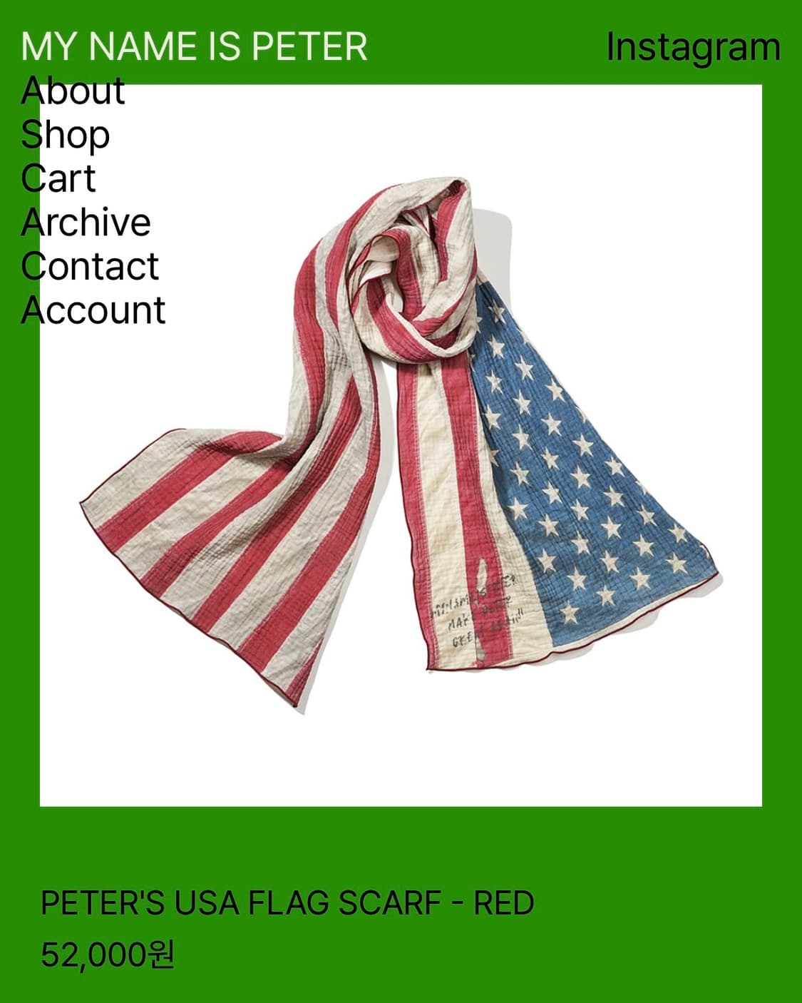 Mynameispeter PETER'S USA FLAG SCARF 상품이미지2